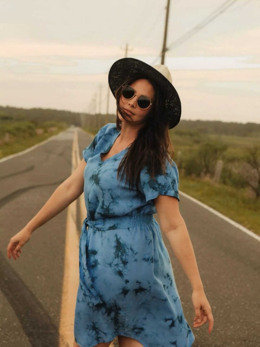 Anthropologie Blue Tie-Dye Mini Dress